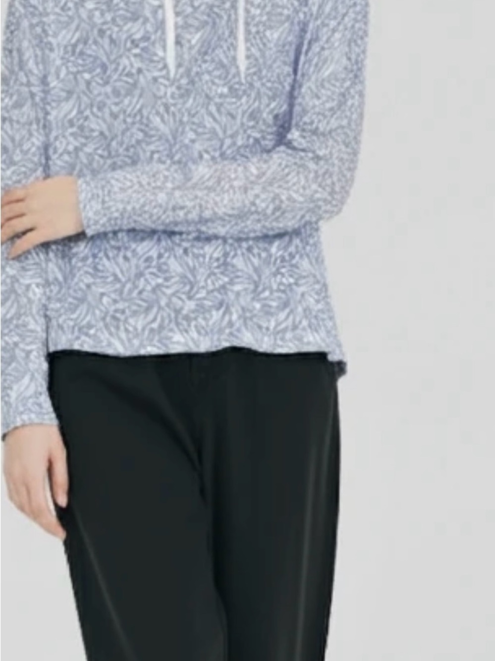 Gerry Weber Blue Leaf-Print Hooded Pullover
